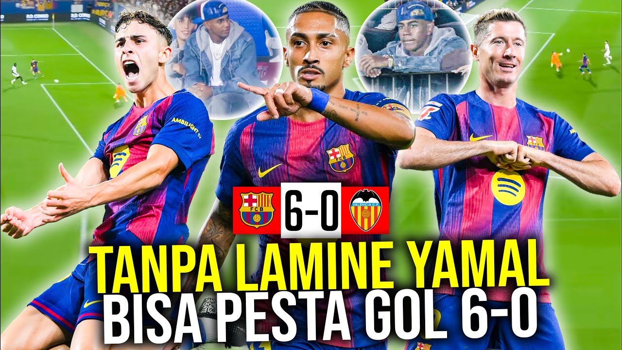 Yamal Absen, Barcelona Malah Menggila! Permak Valencia Setengah Lusin Tempel Ketat Real Madrid