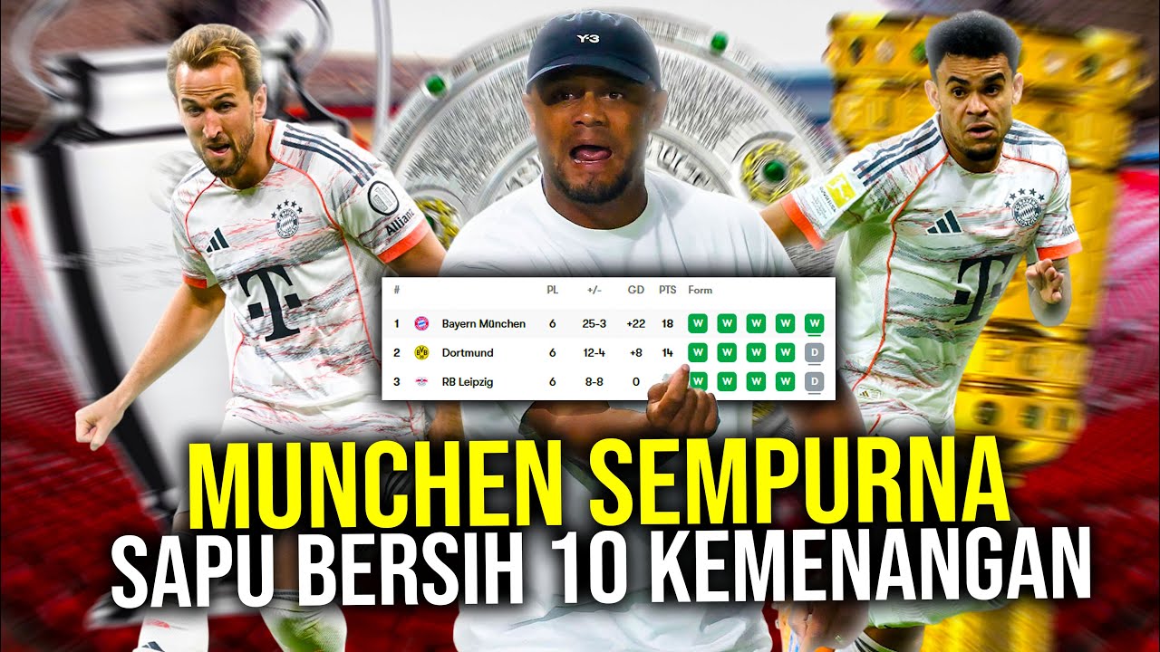 Youtube Thumnail image of : DIAM-DIAM MUNCHEN NGERI BANGET! SAPU BERSIH 10 KEMENANGAN KANE MENGGILA DIAZ DI ATAS WIRTZ
