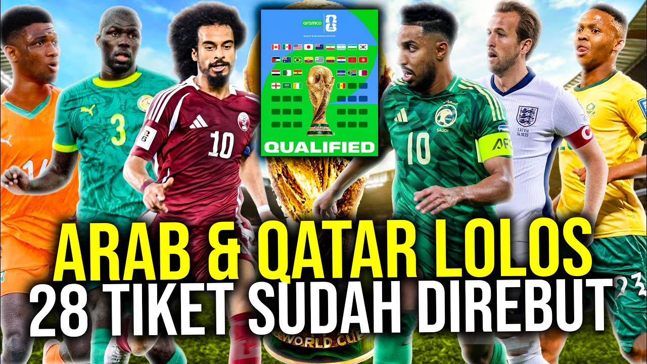 Youtube Thumnail image of : 28 TIKET SUDAH DIREBUT! ARAB - QATAR LOLOS SENEGAL PANTAI GADING SUSUL AFRIKA SELATAN! INGGRIS LOLOS