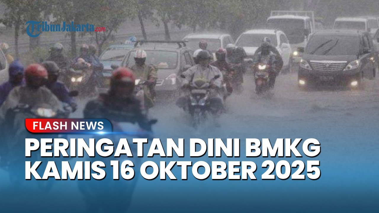 Peringatan Dini Cuaca Besok Kamis 16 Oktober 2025, BMKG: Waspada Hujan Lebat & Angin Kencang