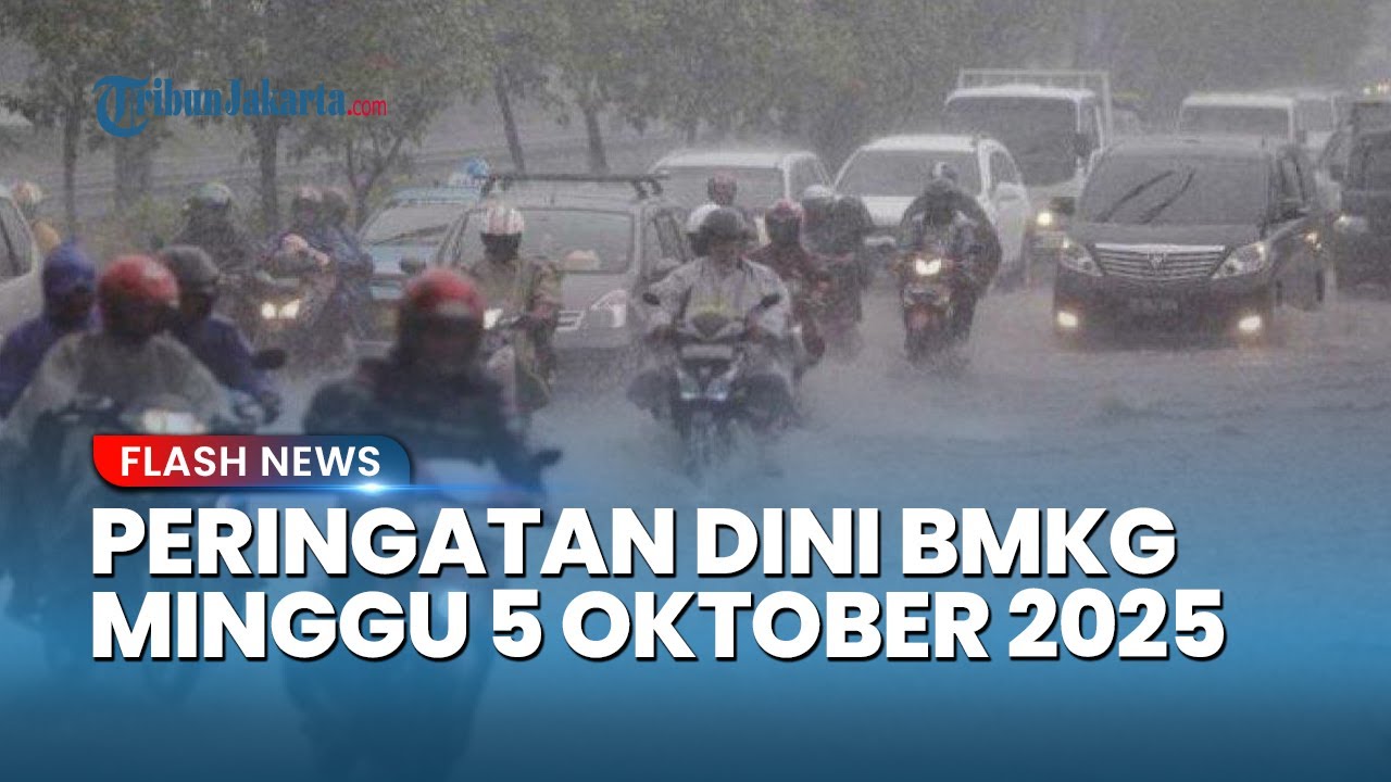 Peringatan Dini Cuaca Besok Minggu 5 Oktober 2025, BMKG: Waspada Hujan Lebat & Angin Kencang