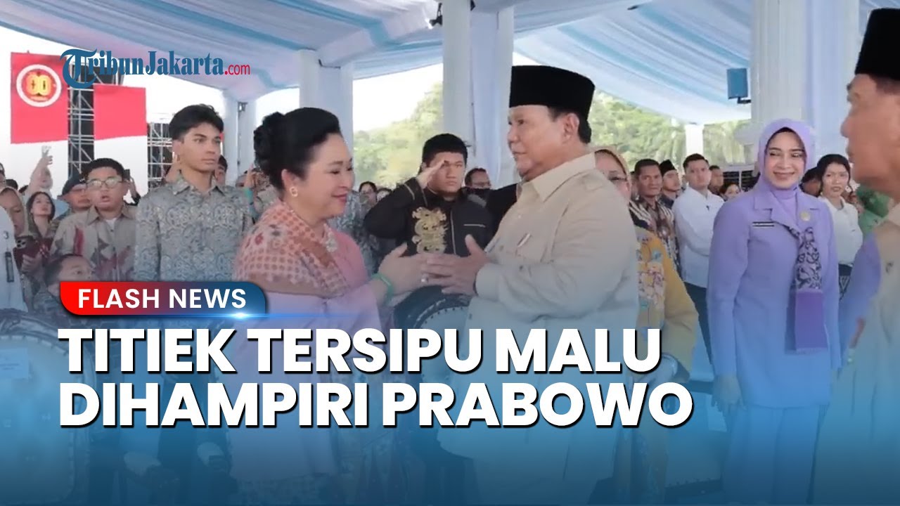 Senyum Titiek Soeharto Pecah Dihampiri & Disalami Prabowo Subianto saat HUT ke-80 TNI