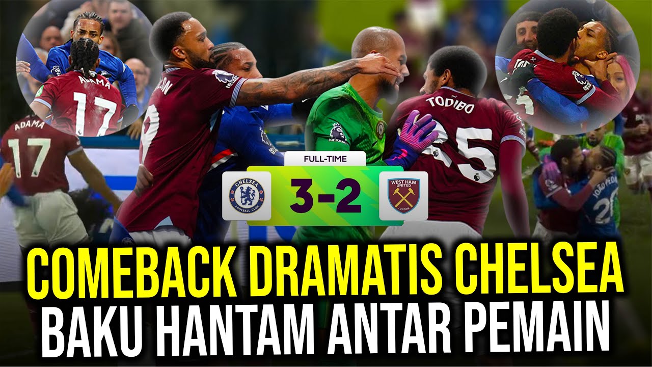 Youtube Thumnail image of : KRONOLOGI KERIBUTAN PEMAIN HINGGA KARTU MERAH! CHELSEA COMEBACK DRAMATIS 3-2 LEWAT GOL TELAT ENZO