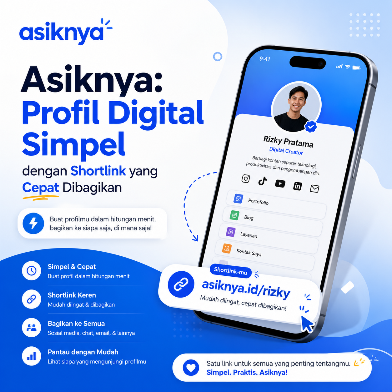 Asiknya: Profil Digital Simpel dengan Shortlink yang Cepat Dibagikan